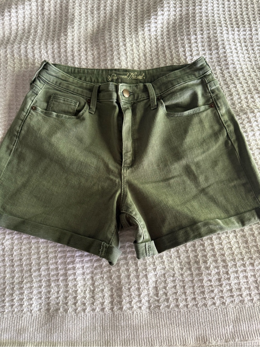 Universal Thread Olive Denim Roll-Hem Women's Shorts